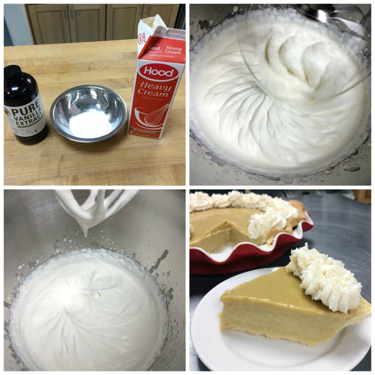 Making whipped cream to top pie