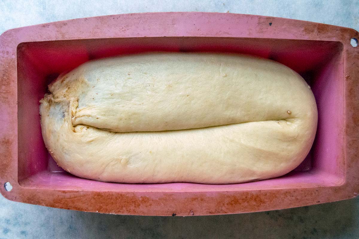 Potica dough in bread pan