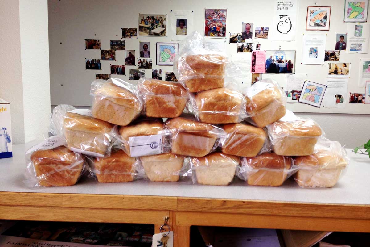 Stacked loaves to donate