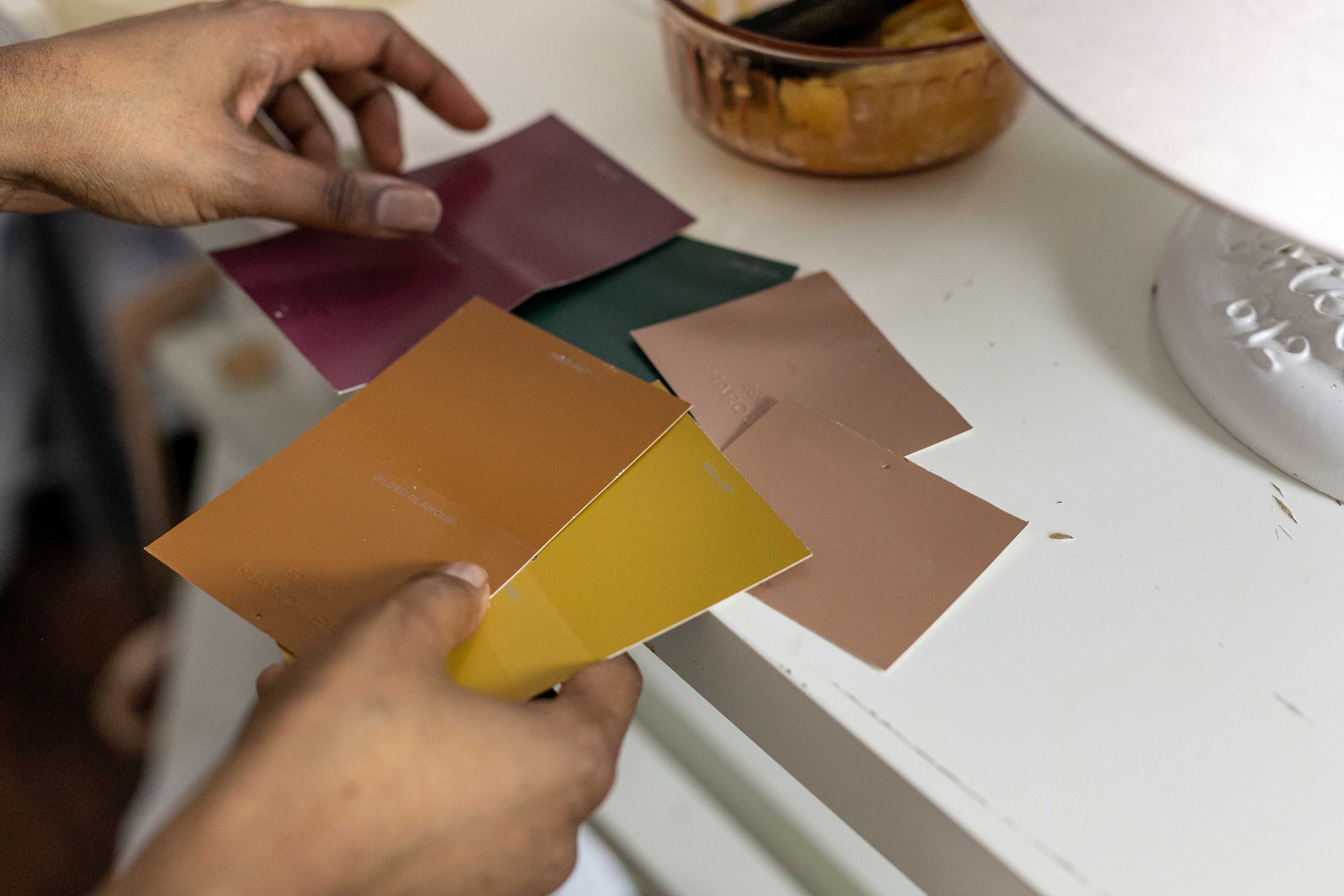 Selecting color swatches from paint store