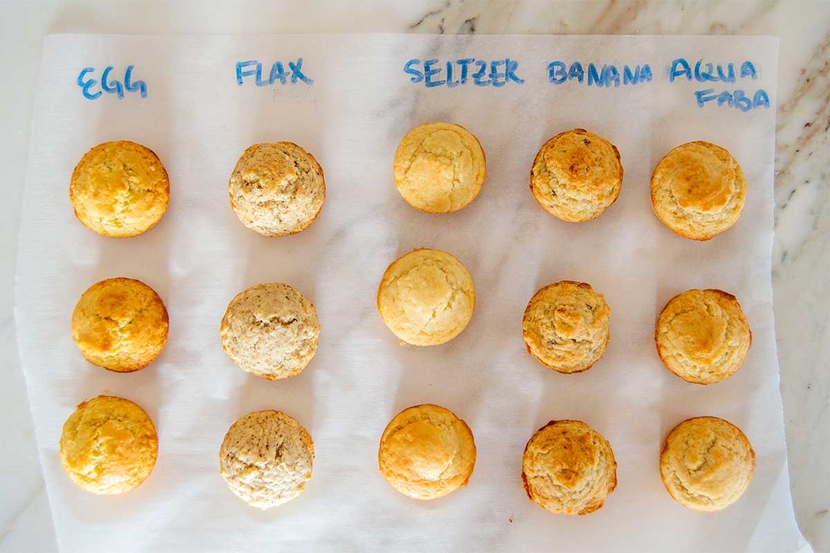Muffins made with different egg substitutions
