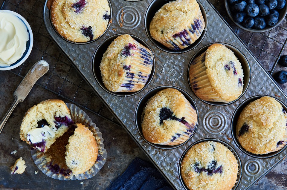 Gluten-Free Blueberry Muffins made with baking mix