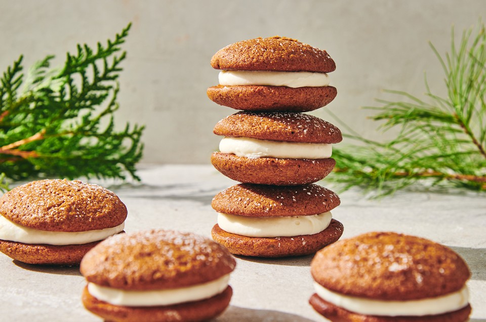 Mini Gingerbread Whoopie Pies with Cream Cheese Filling  - select to zoom