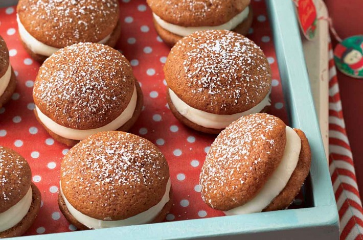 Mini Gingerbread Whoopie Pies with Cream Cheese Filling - select to zoom