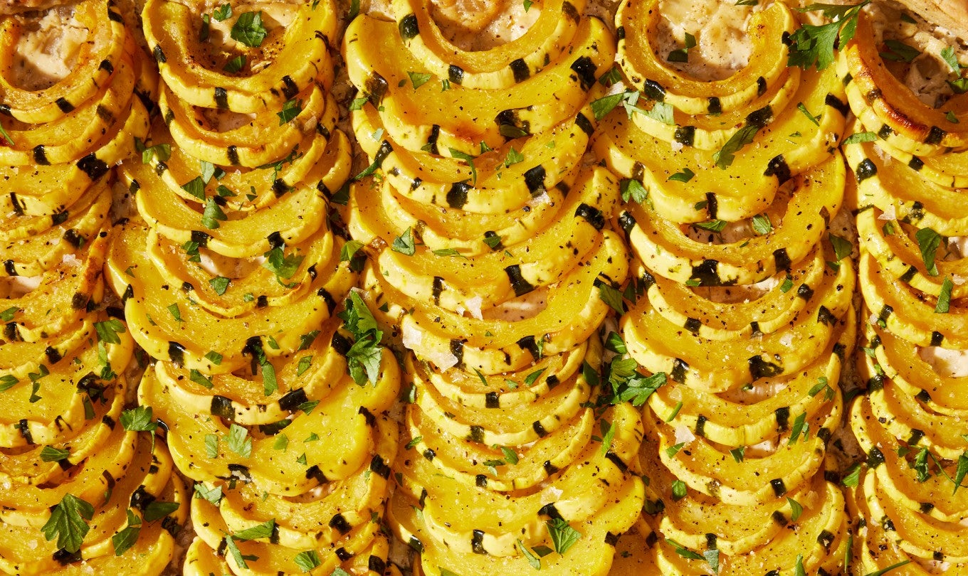 Delicata Squash Galette with Cheese and Herbs