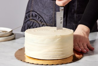 Cutting cake sideways