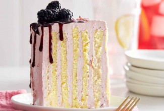 Lemon and Black Currant Stripe Cake
