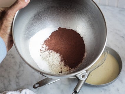 Chocolate Milk Bread Ingredients and Mixing Bowl
