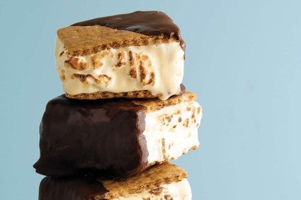 Stacked s'more ice cream sandwiches