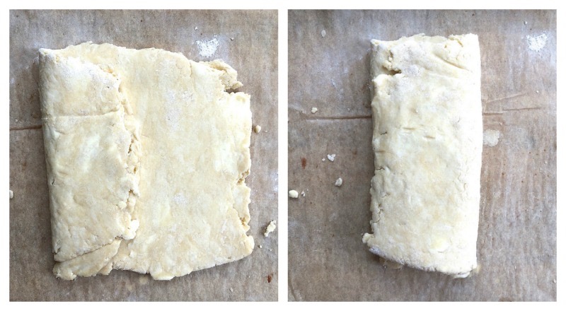 Folding pie crust dough like a letter prior to rolling