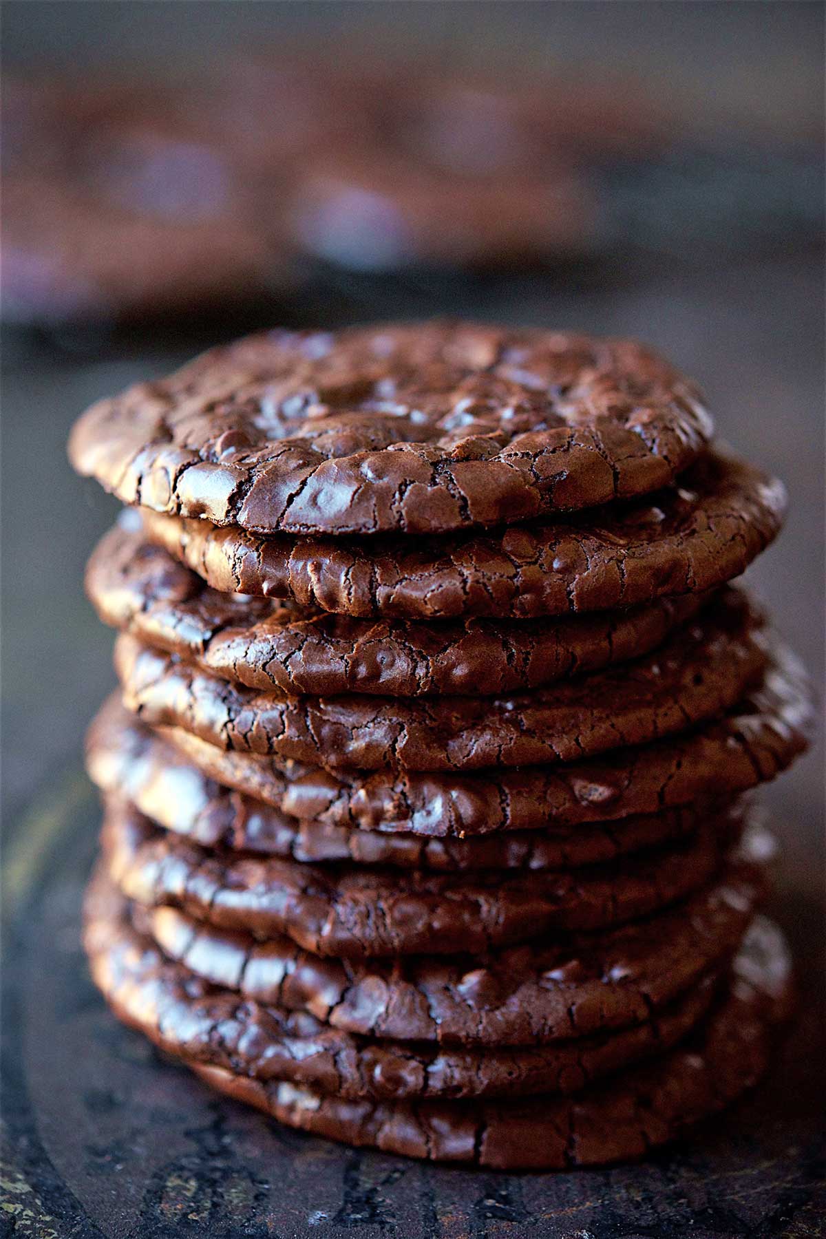 A stack of flourless fudge cookies