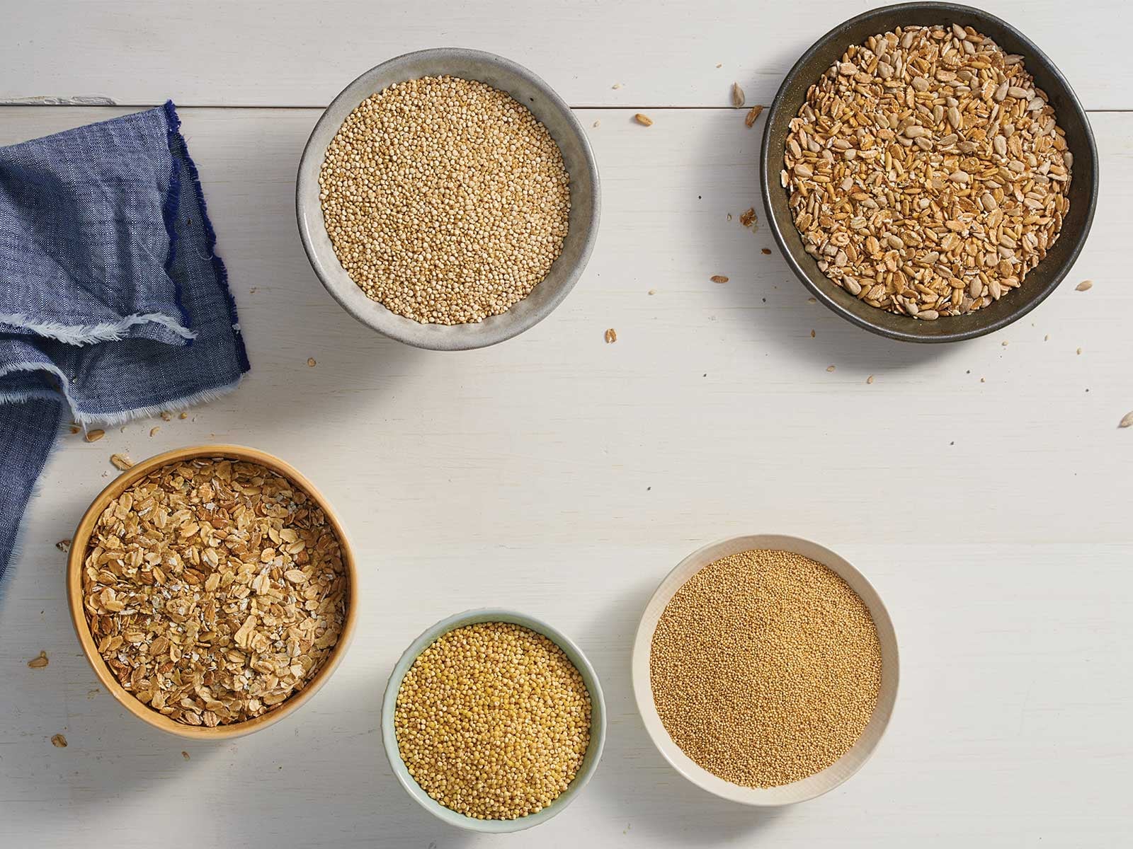 Bowls with different grains from Harvest Grains Blend