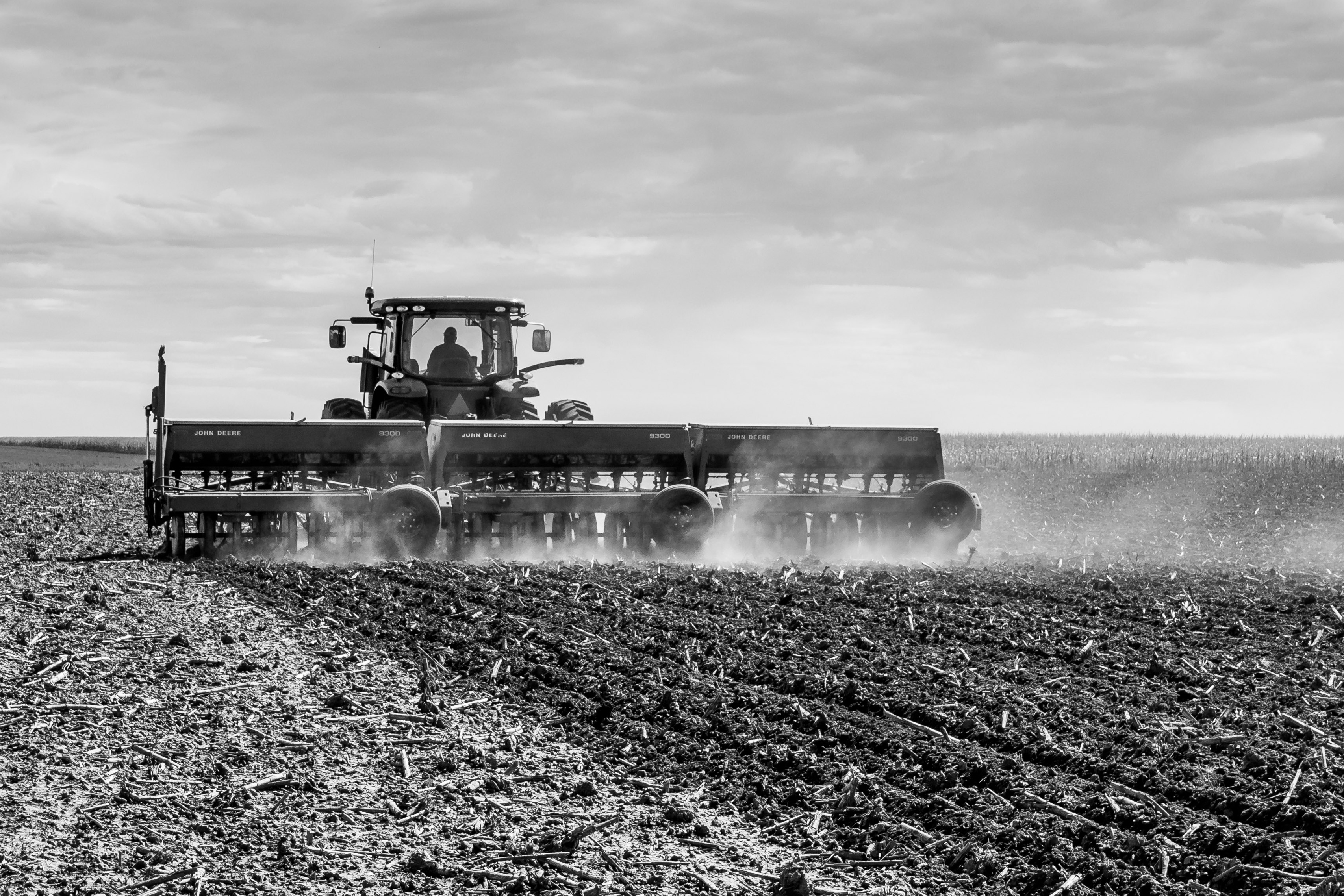 A farmer in Kansas working the field.