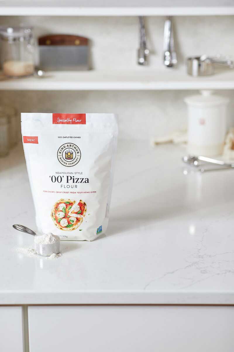 Bag of '00' Pizza Flour on the kitchen counter
