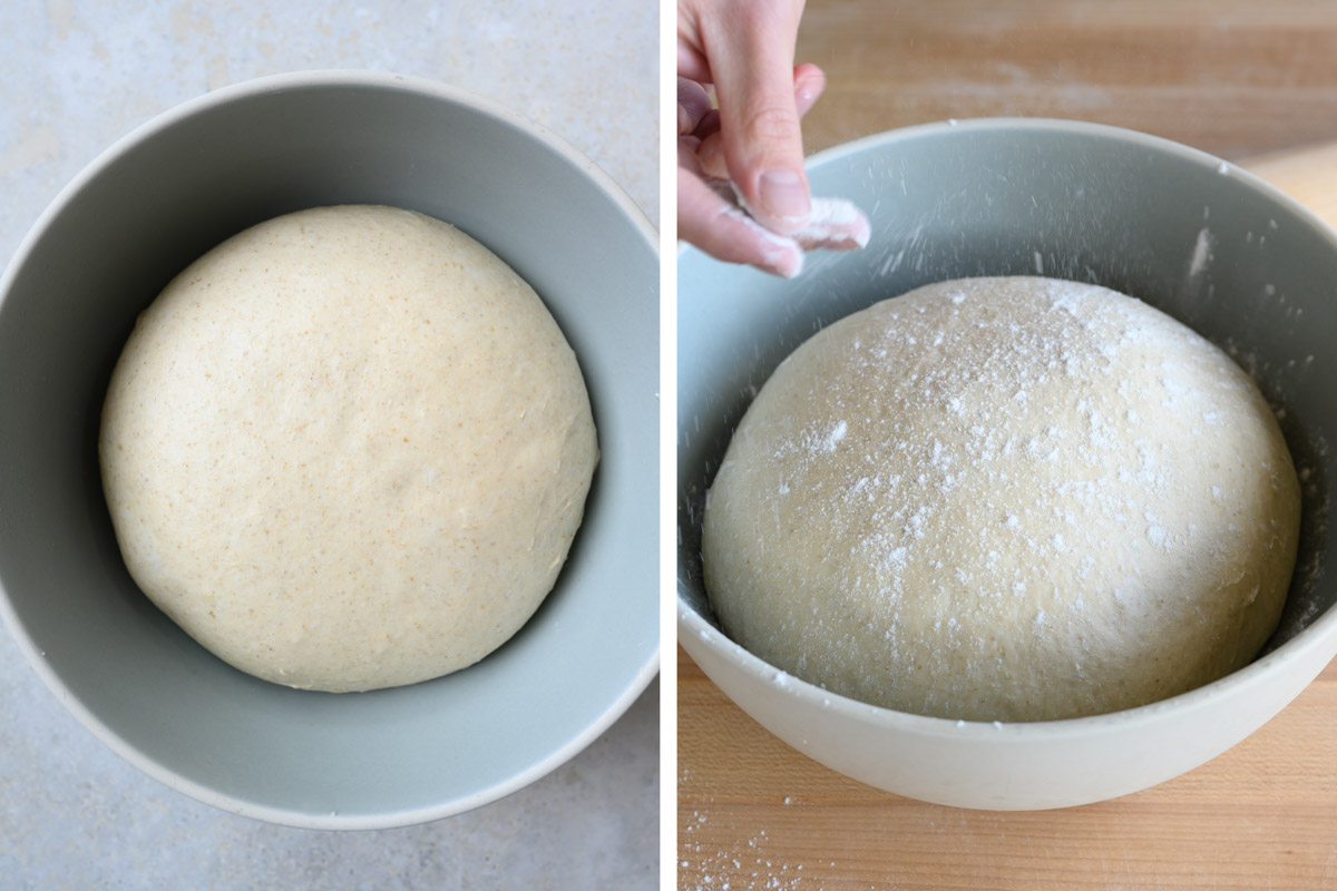 Risen sourdough cinnamon bun dough