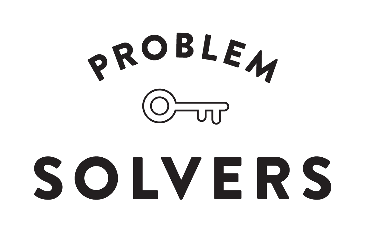 Text reading "Problem Solvers" with key graphic