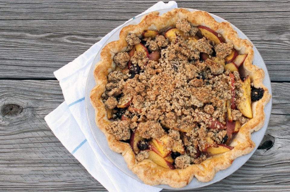 Nectarine, Blueberry & Vanilla Bean Pie with Poppy Seed Crumble - select to zoom