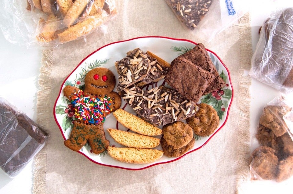 Holiday cookies on a serving plate