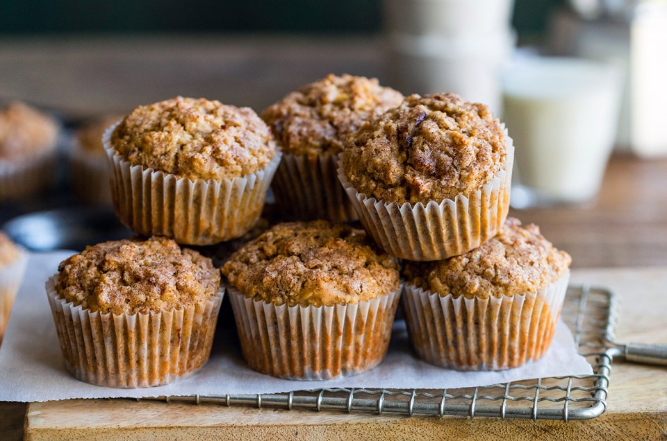 Gluten-Free Oat, Apple, and Walnut Muffins made with baking mix - select to zoom