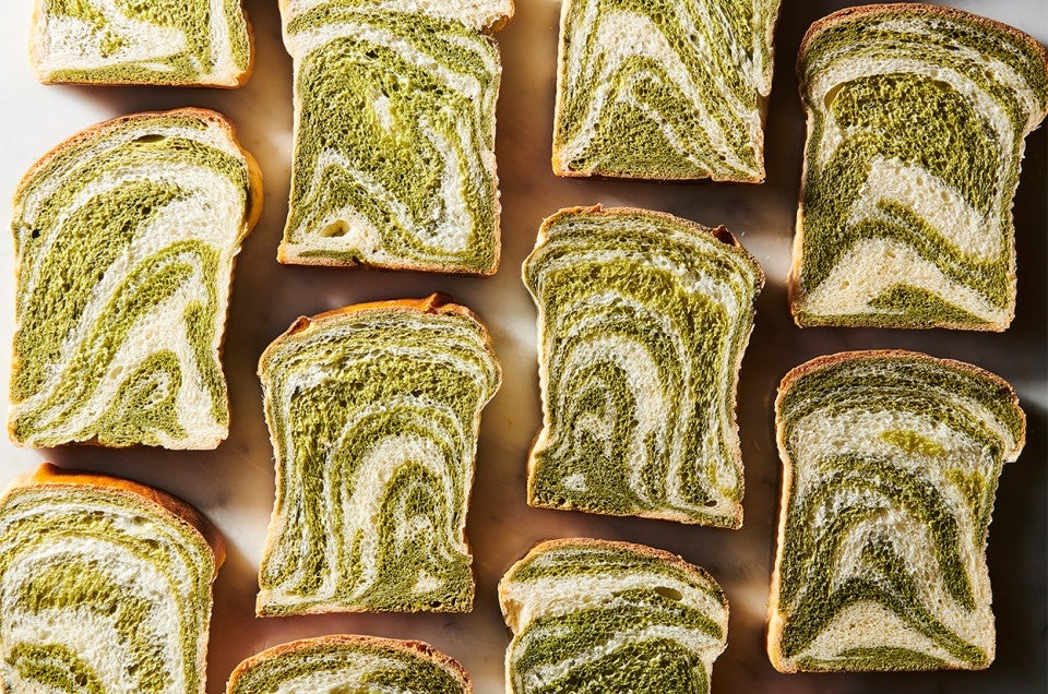 Marbled Matcha Milk Bread - select to zoom