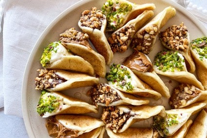 Plate of open-ended qatayef