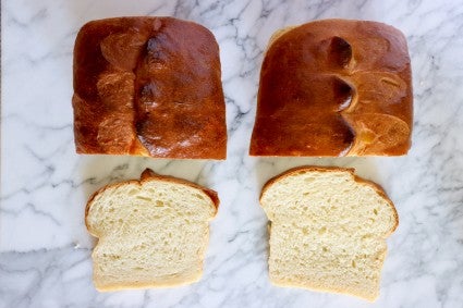 Side-by-side all-purpose vs. bread flour milk bread