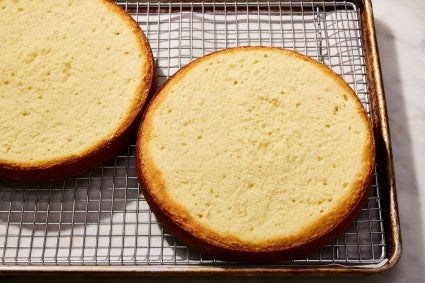 Cake with thin top layer cut off 