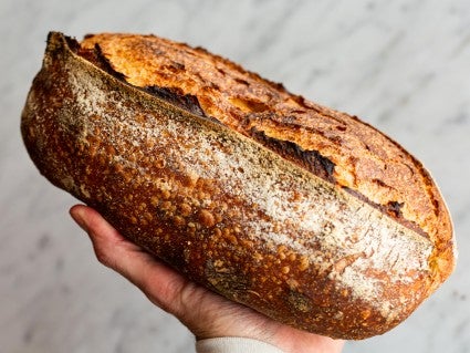 Sourdough bread baked in the baking shell
